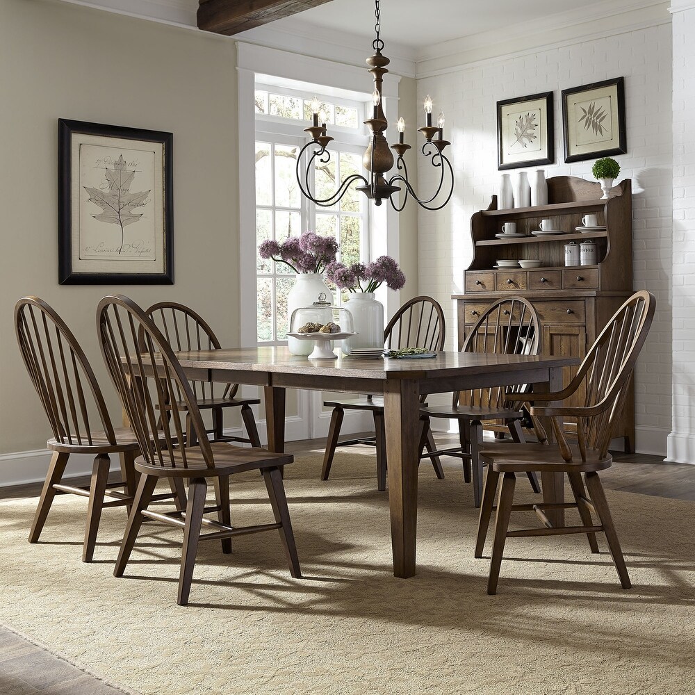 The Gray Barn Hearthstone Ridge Tobacco 7 Piece Rectangular Table Set
