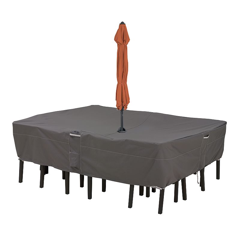 Classic Accessories Ravenna Rectangular/Oval Patio Table Set Cover and Umbrella Hole