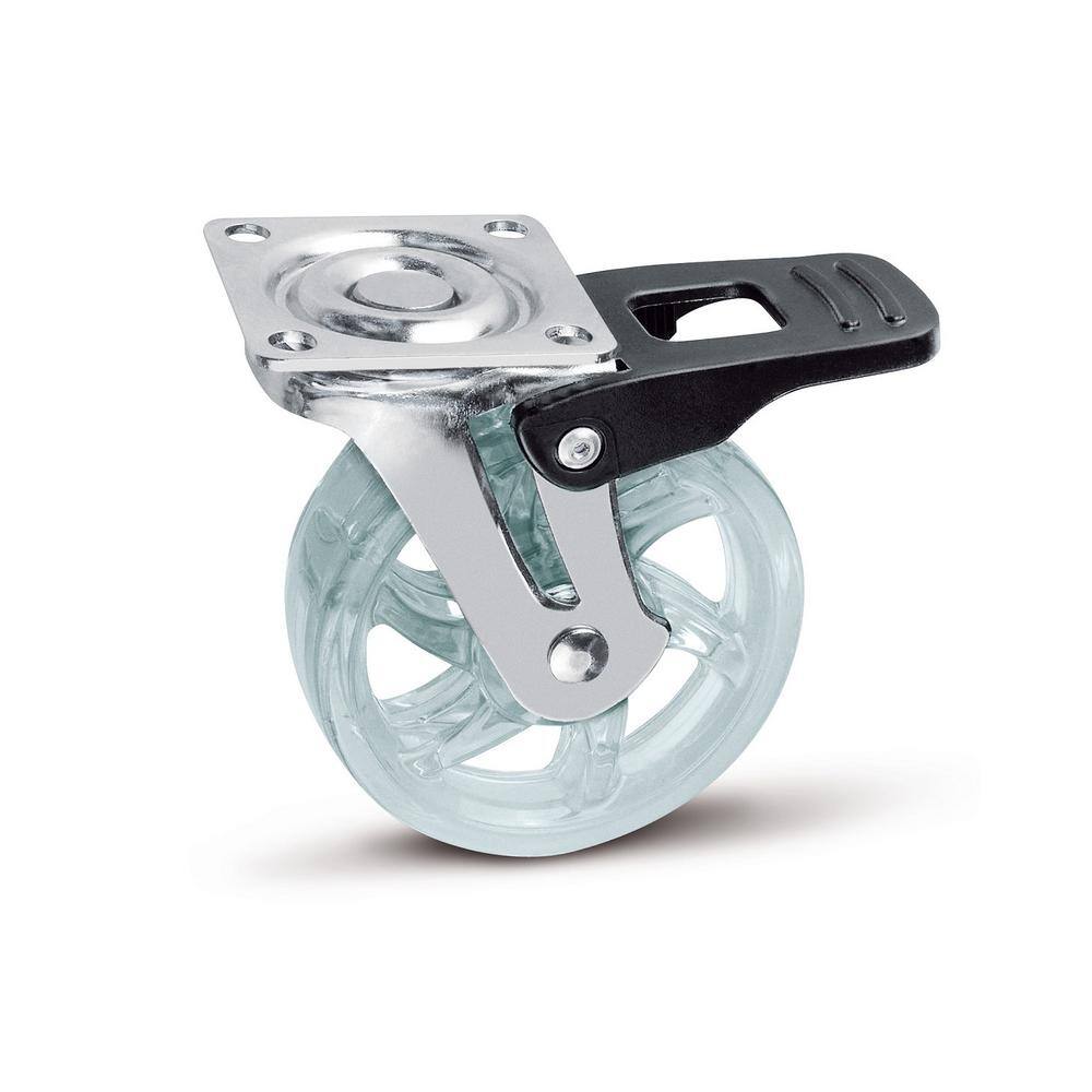 Richelieu Hardware 2-1516 in. (75 mm) Clear Braking Swivel Plate Caster with 88 lb. Load Rating 6412751111