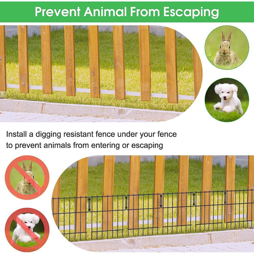 Oumilen Decorative Garden Fence 25-Pack No Dig Animal Barrier Border Black Metal Fencing Panel LT-K319-SJ