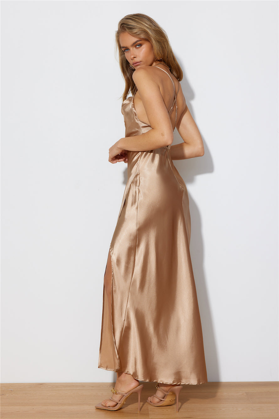 Attention Grab Midi Dress Champagne