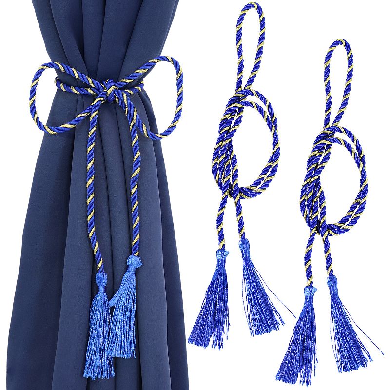 Sunnydaze Set of 2 Indoor/Outdoor Rope Curtain Tiebacks with Tassels