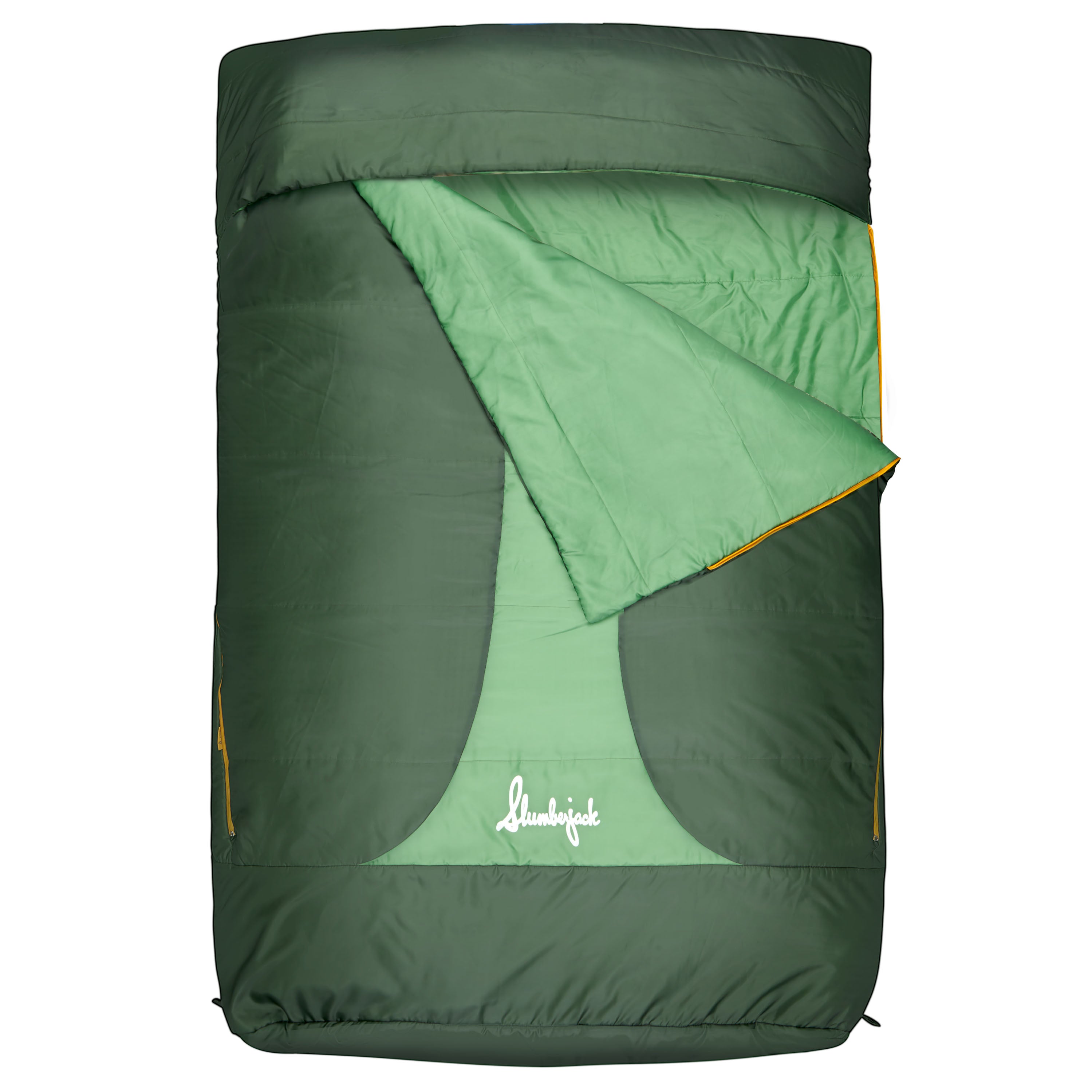 Slumberjack Grizzly Glades 25-Degree 2 Person Hooded Sleeping Bag, Green, 66"x88"