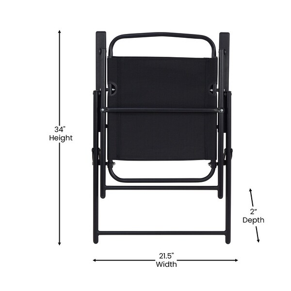 Set of 2 AllWeather Textilene Patio Sling Chairs with Armrests