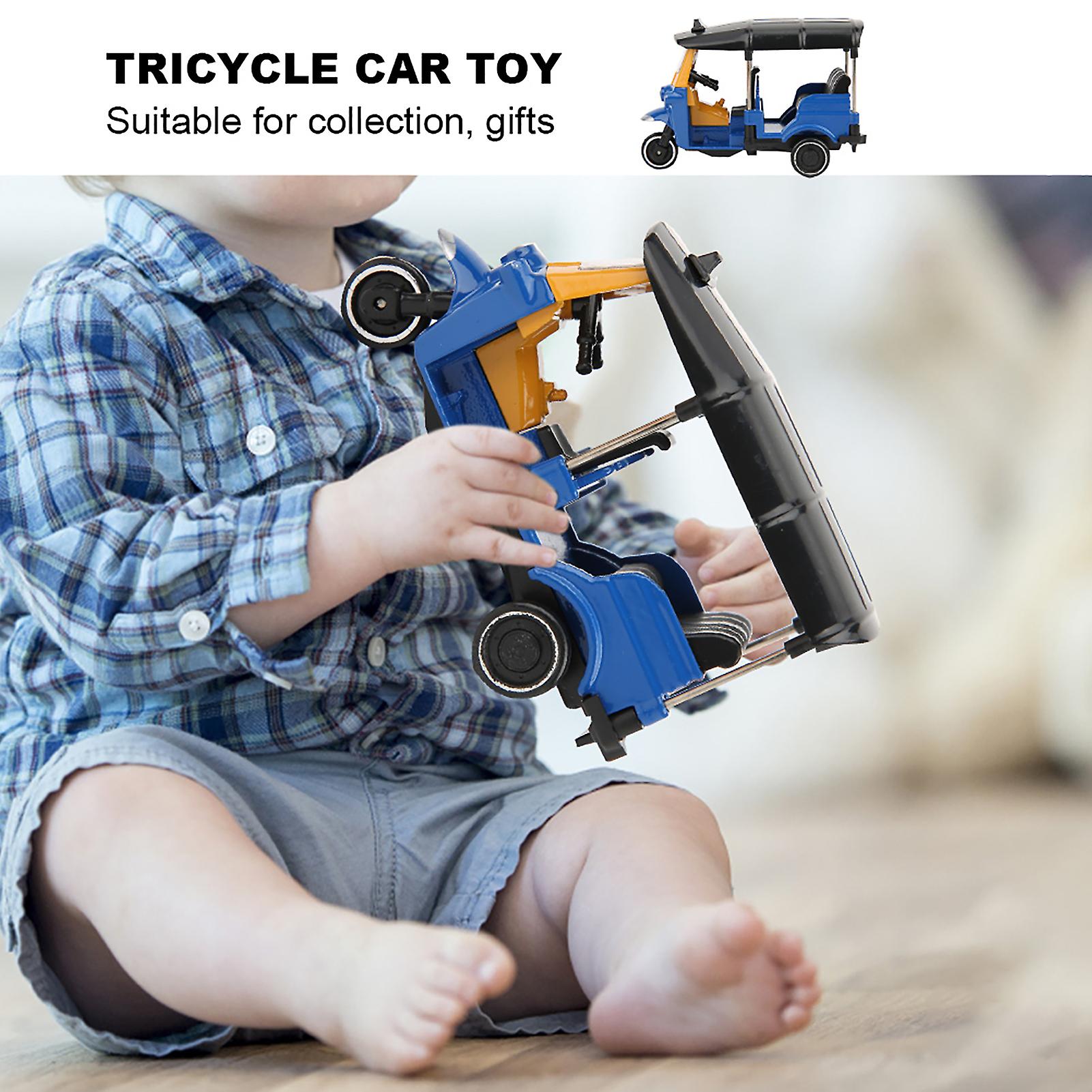 Alloy Tricycle Car Model Highly Simulation Children Vehicles Toy With Sliding Functionblue