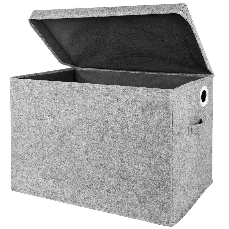 Sammy and Lou Light Gray Solid Color Felt Toy Box