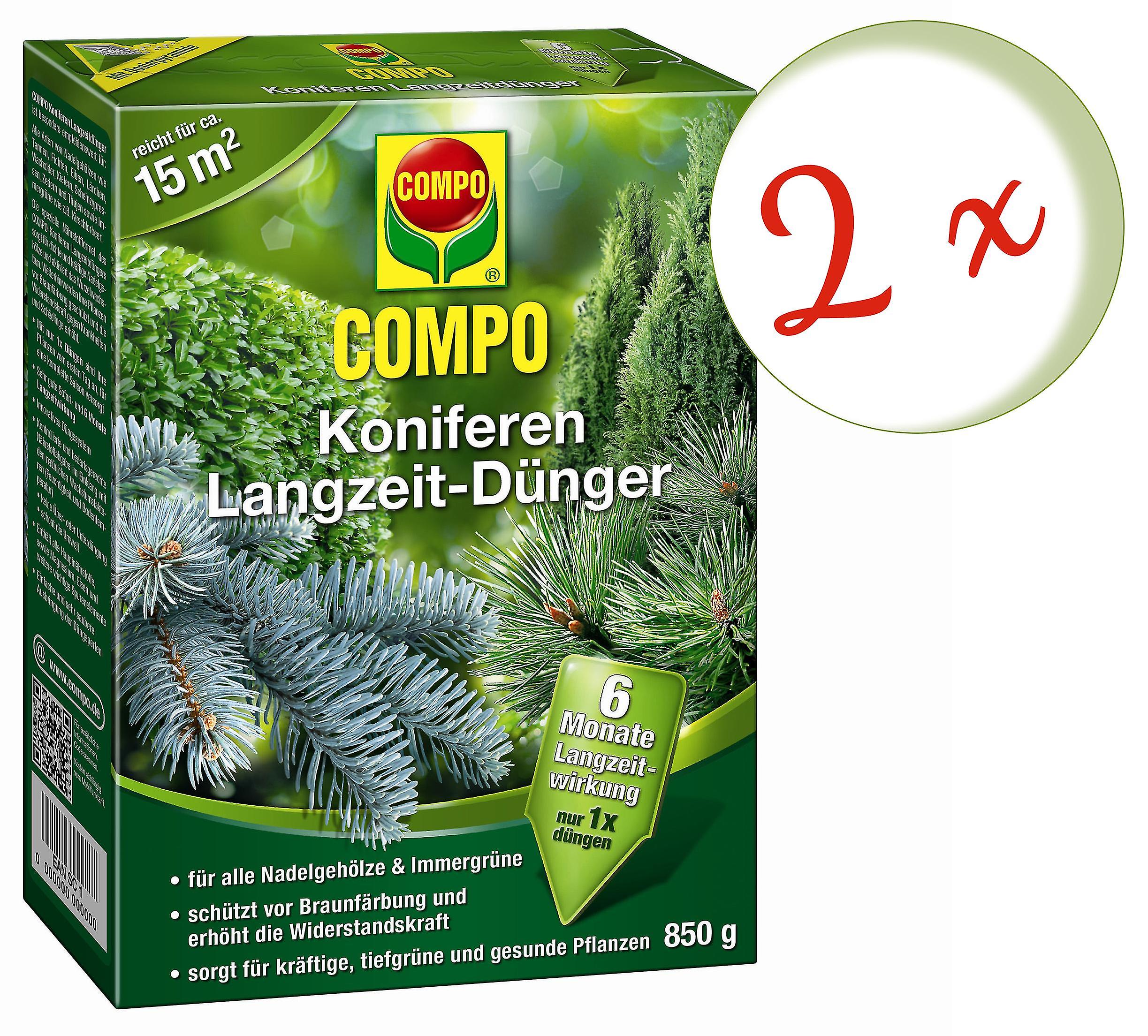 2 x COMPO conifers long-term dull， 850 g