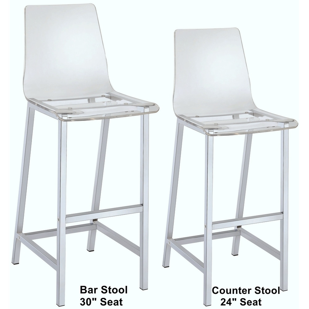 Melaney Art Deco Sleek Design Clear Acrylic Dining Stools (Set of 2)