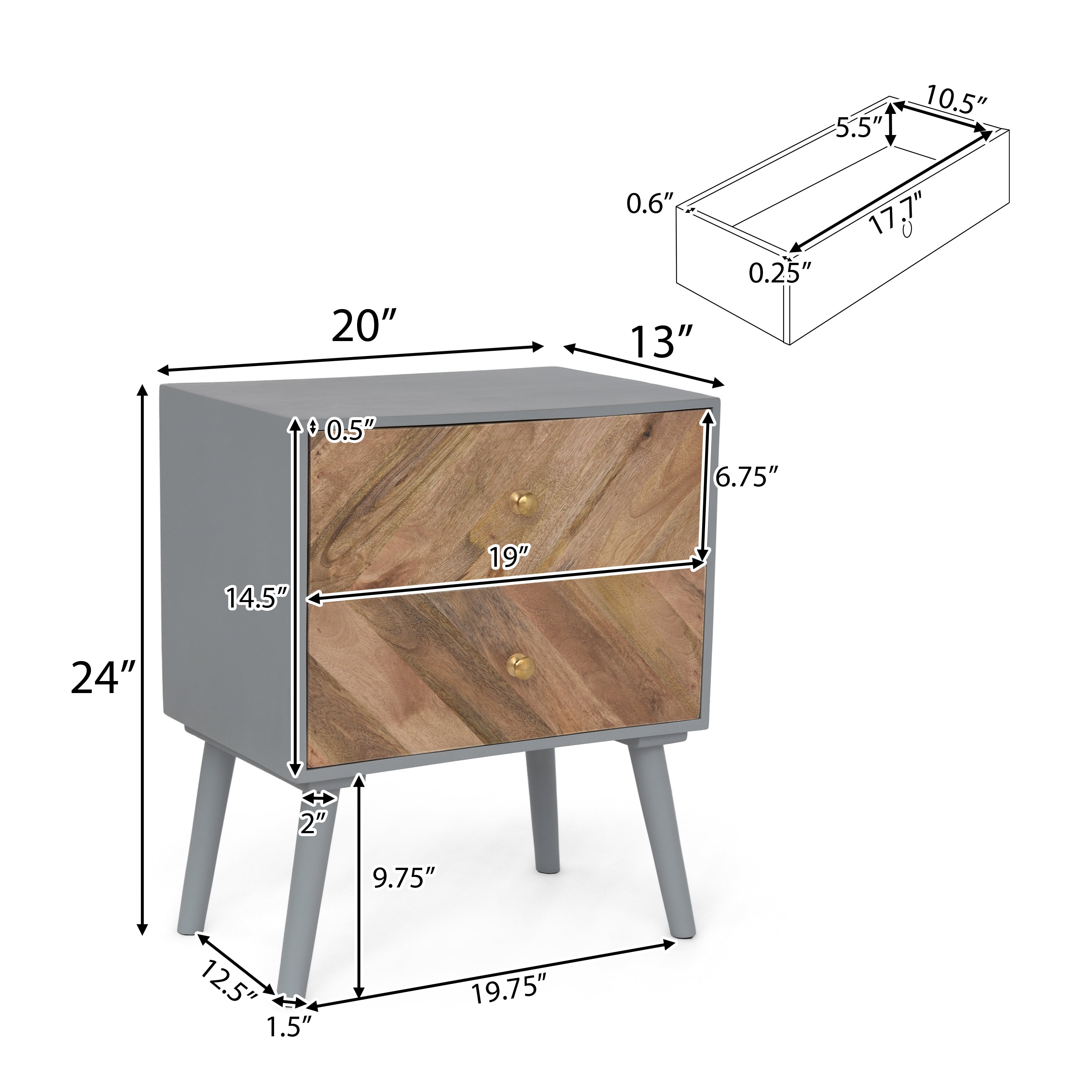 Ranya Mango Wood 2 Drawer Cabinet