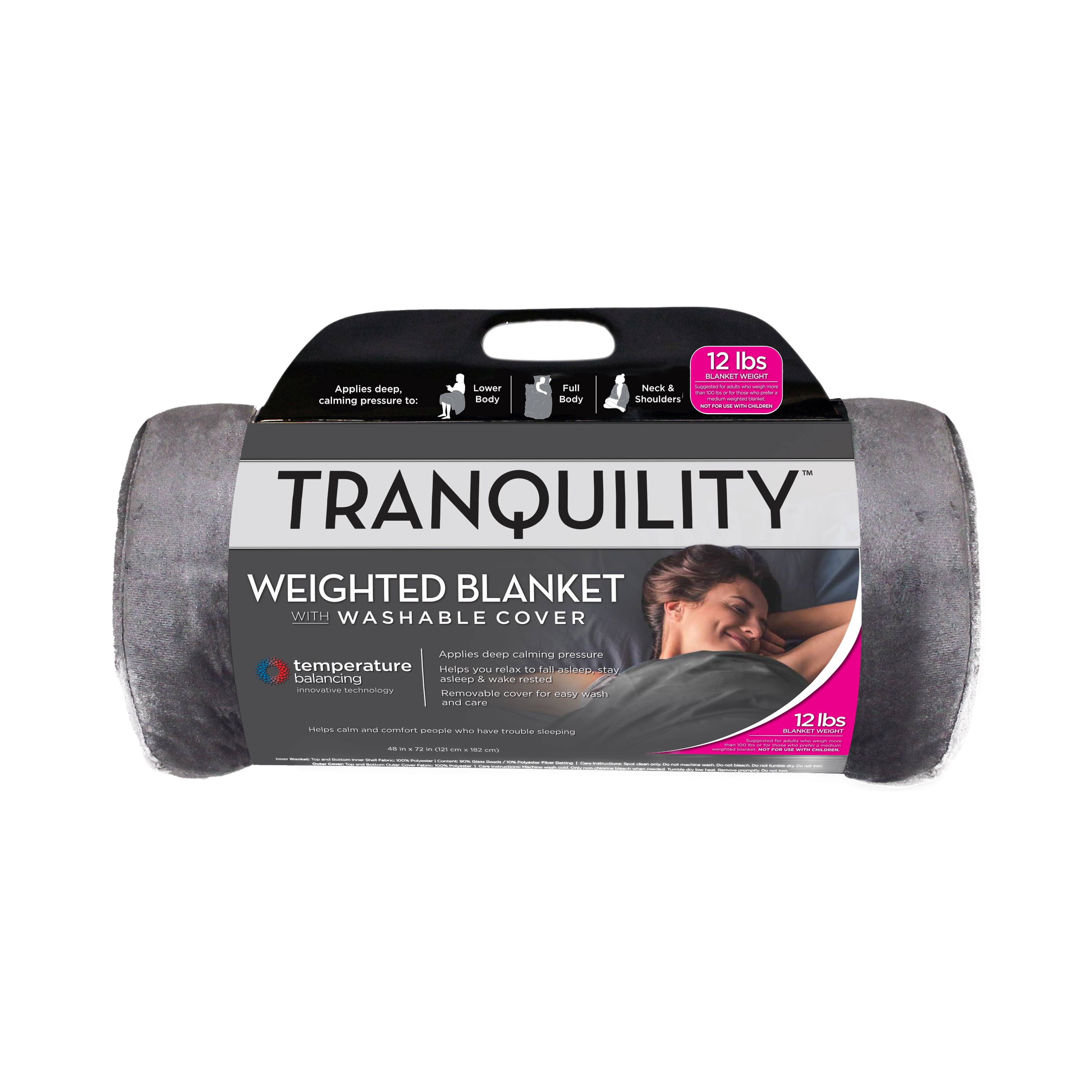 Tranquility Temperature Balancing Weighted Blanket with Washable Cover， 12 lbs