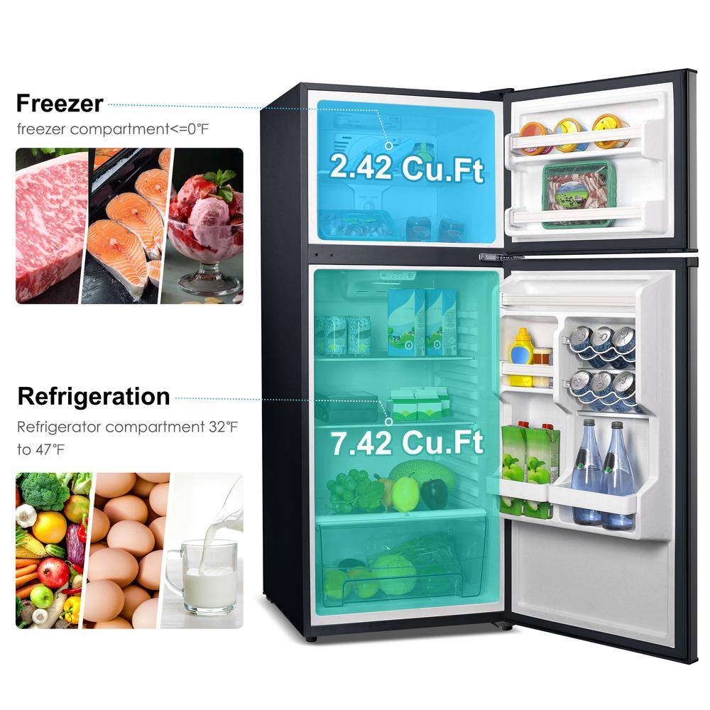 Galanz 10.0 cu. ft. Top Freezer Refrigerator with Dual Door Frost Free in Stainless Steel Look GLR10TS5F