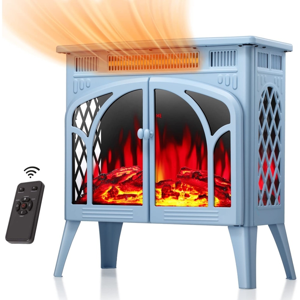 Freestanding Fireplace Heater with Realistic Flame Portable Remote Control   4.2\