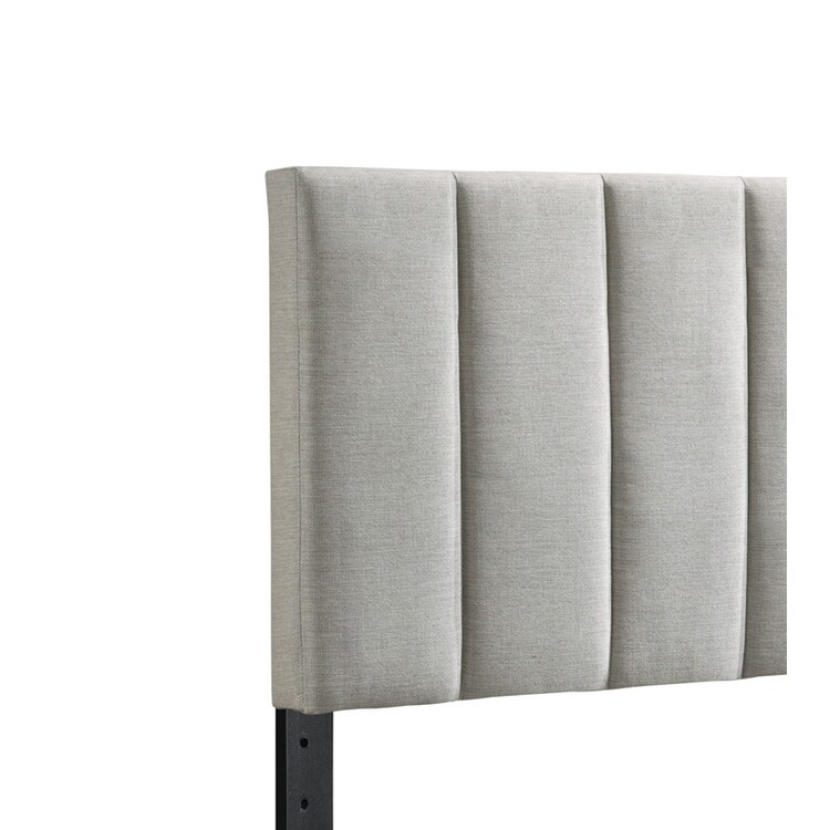 Sierra Beige or Grey Upholstered Channel Stitch Adjustable Queen Headboard