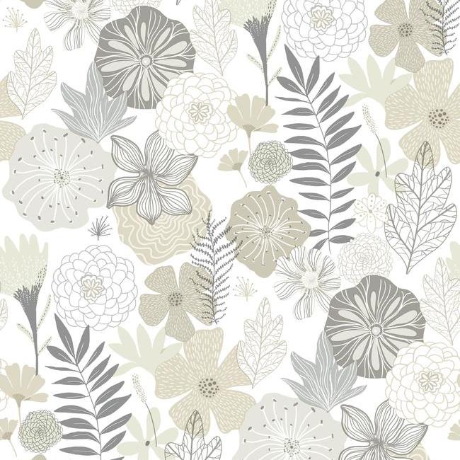 Perennial Blooms Peel & Stick Wallpaper in Beige