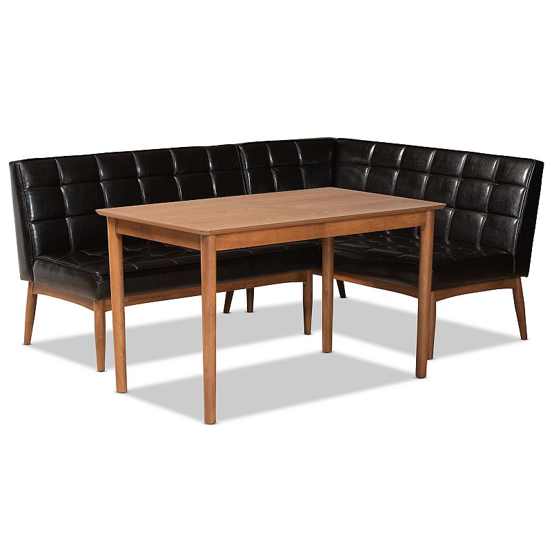 Baxton Studio Sanford Dining Table and Nook Bench 3-piece Set