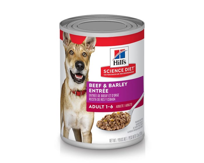 Hills® Science Diet® Adult Beef and Barley Entrée Canned Dog Food， 13 oz. Can