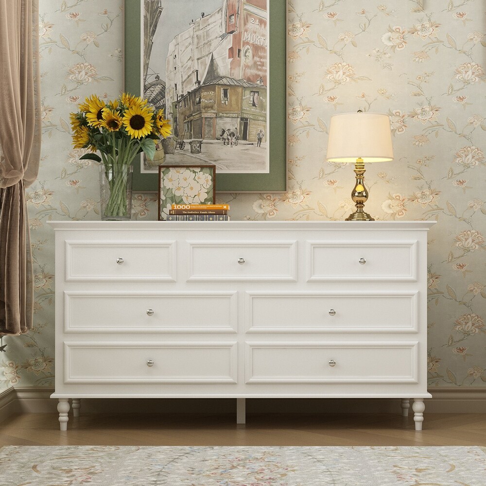 7 Drawer Double Dresser Chest Dresser Sideboard Lacquer For Bedroom