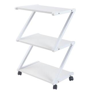 YIYIBYUS 3-Tier Metal Frame Wood 4-Wheeled Mobile Printer Stand Cart in White CS-FKH6963-360