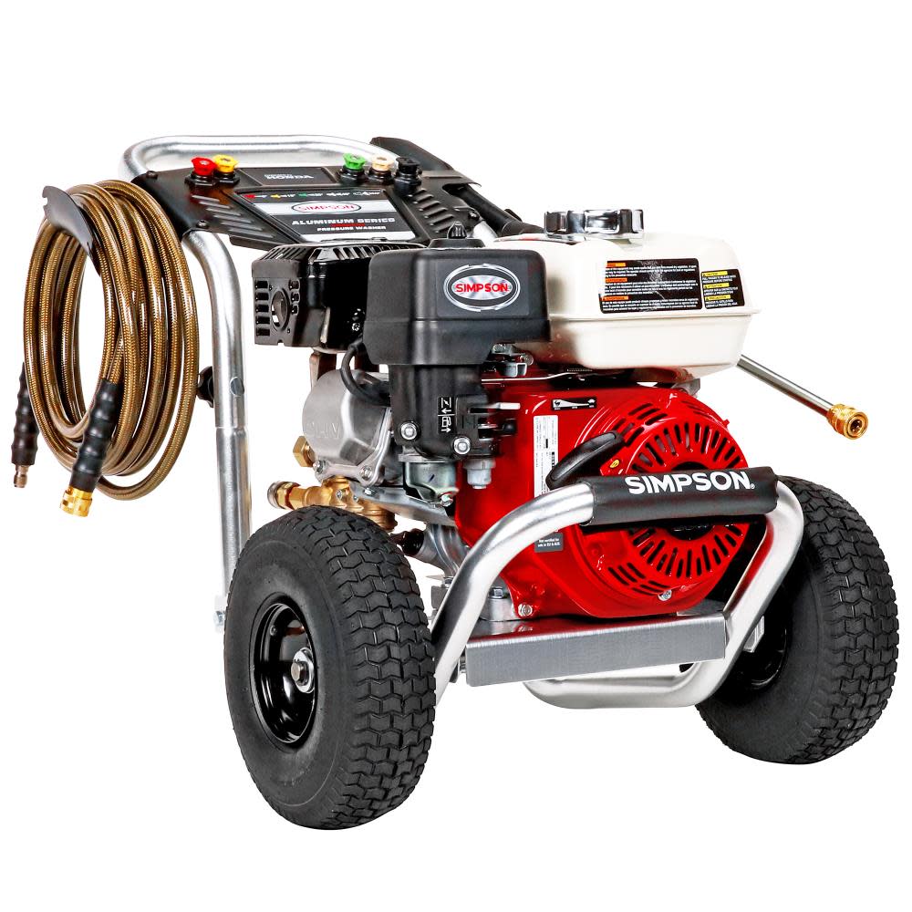 Aluminum 3400 PSI at 2.5 GPM HONDA GX200 with CAT Triplex Plunger Pump Cold Water Professional Gas Pressure Washer ;