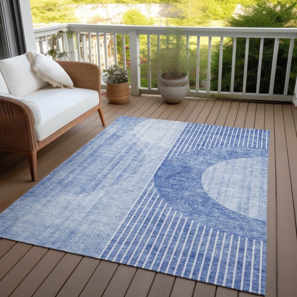 Machine Washable Indoor/ Outdoor Chantille Contemporary Geo Rug