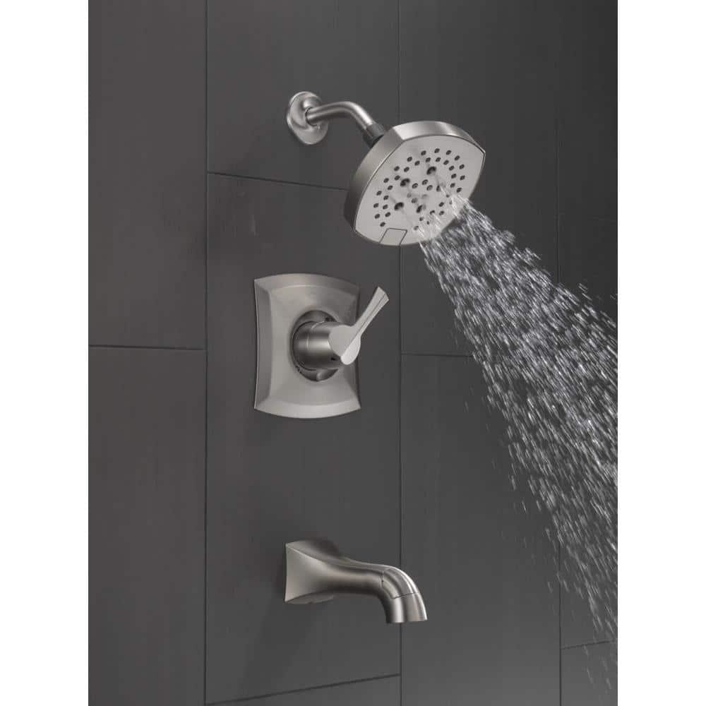 Delta Pierce SingleHandle 5Spray Tub and Shower Faucet in Spot Shield Brushed Nickel