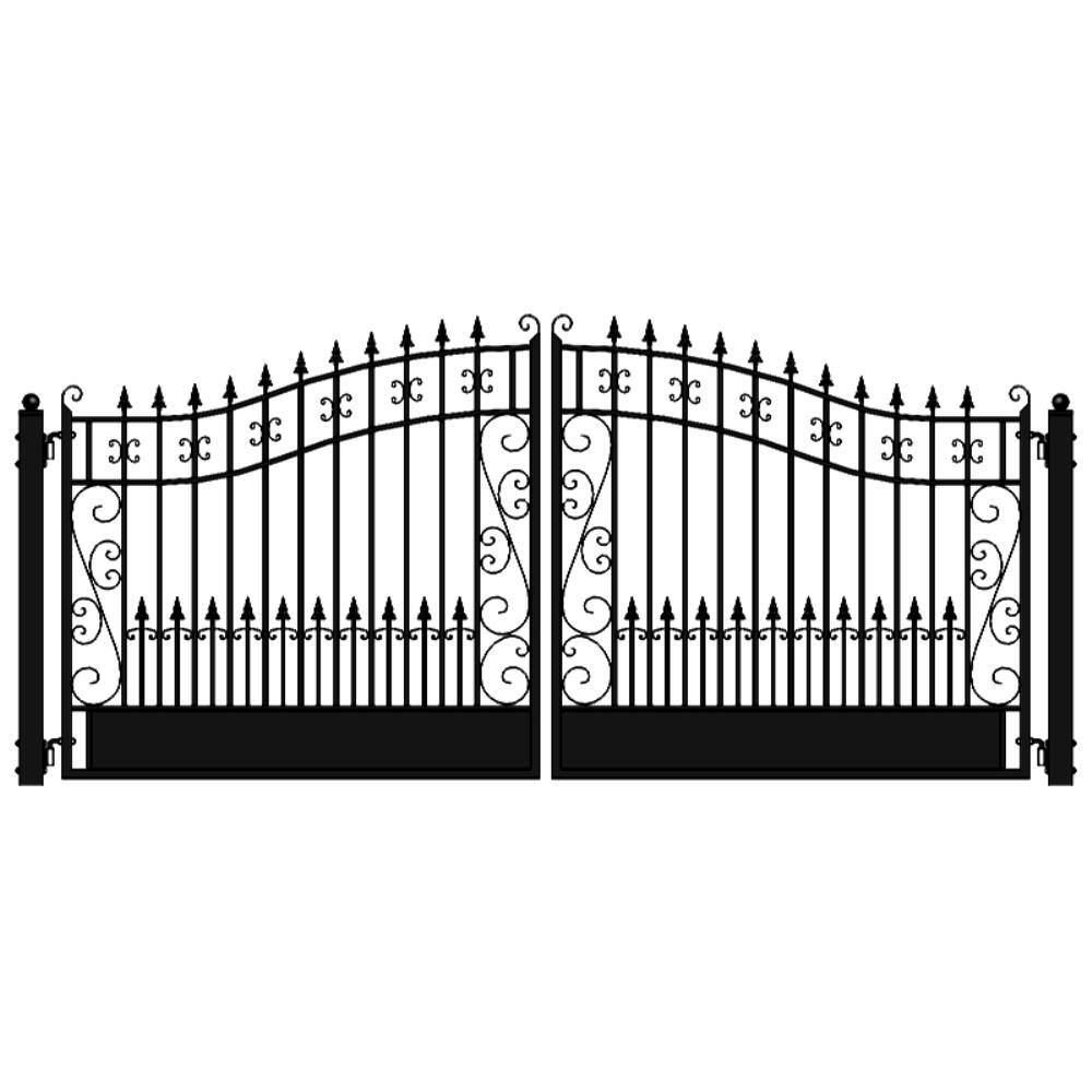 ALEKO Venice Style 18 ft. x 6 ft. Black Steel Dual Driveway Fence Gate DG18VEND-HD