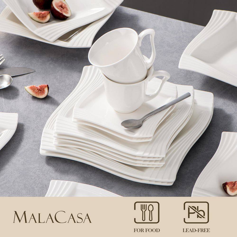 MALACASA Series Amparo 60-Piece Modern Ceramic Dinnerware Set (Service for 12) AMPARO-30*2