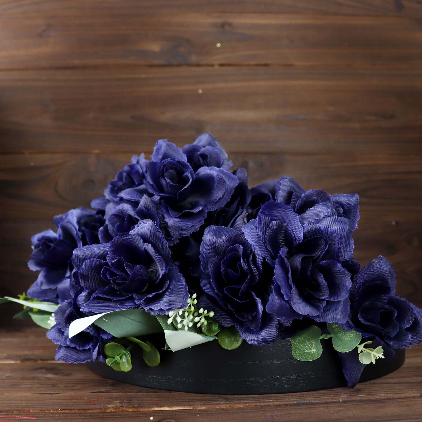 12 Bushes Navy Blue Artificial Premium Silk Blossomed Rose Flowers 84 Roses