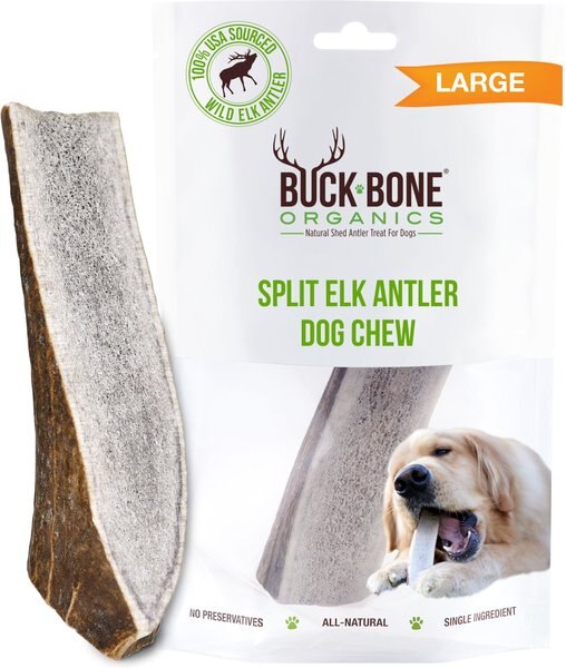 Buck Bone Organics Split Elk Antler Dog Chews， 6 - 7 in