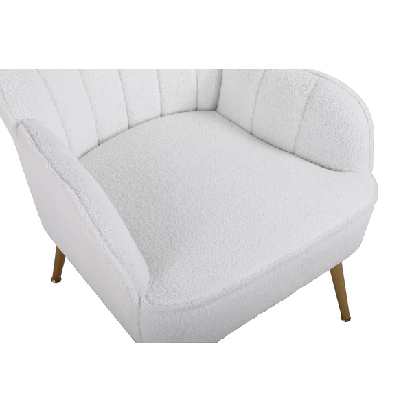 Modern Soft Teddy Fabric Ergonomics Accent Chair Livingroom Chair Arm Chairs With Gold Legs and Adjustable Legs for Indoor Home