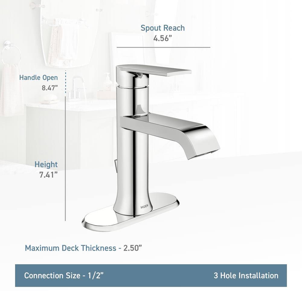 MOEN Genta Single-Handle Single Hole Bathroom Faucet with Hand Towel Bar in Polished Chrome TWS84760-TR