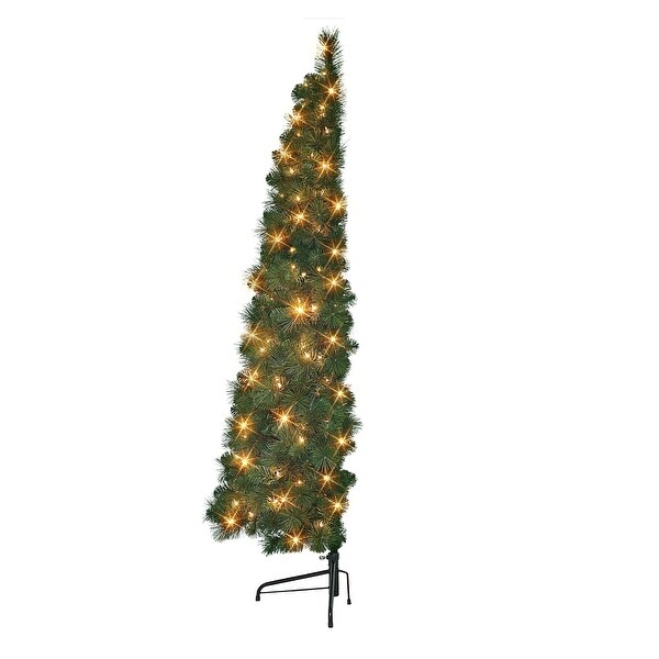 Puleo International 6.5 ft. Prelit Wall Half Tree