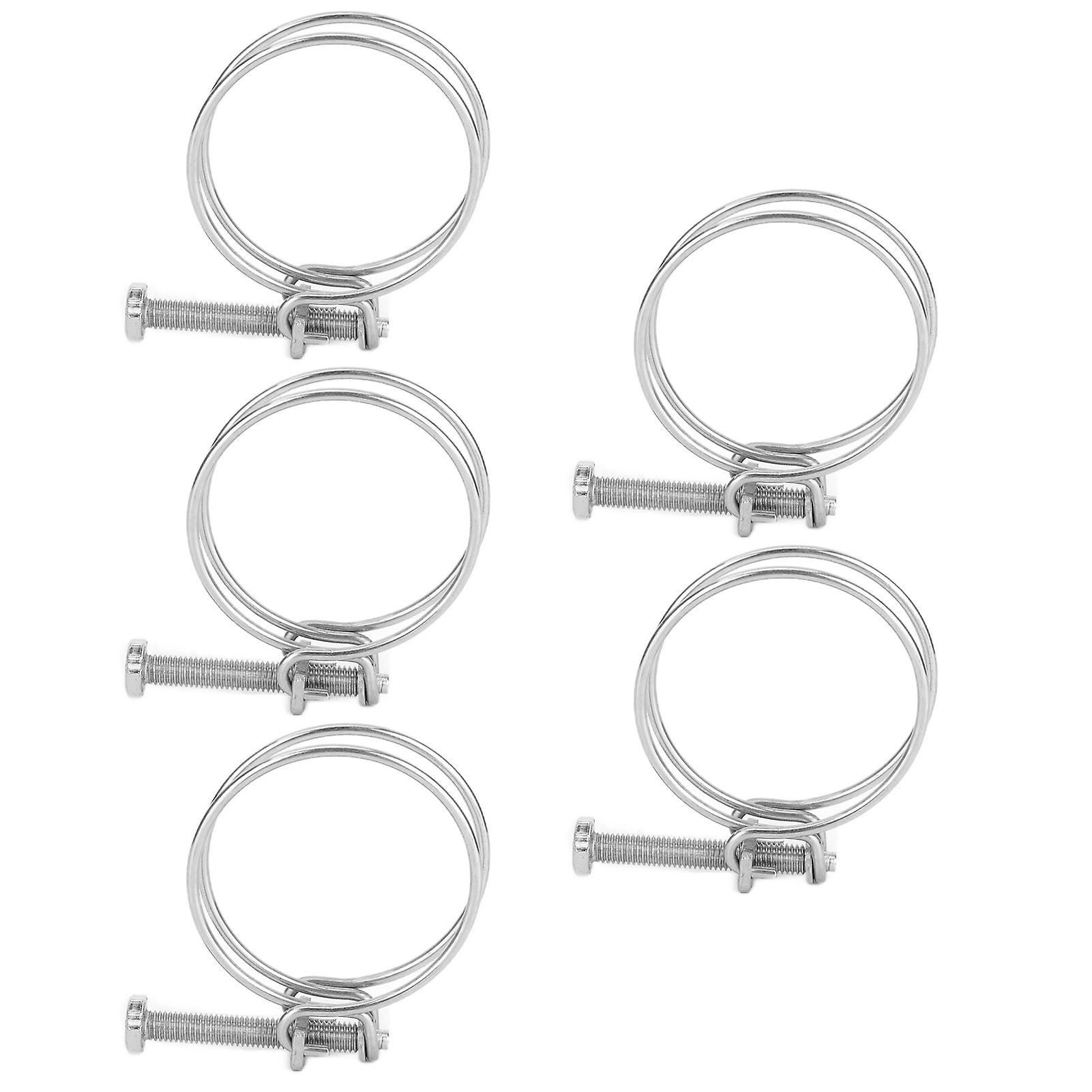 5pcs Double Wire Hose Clamp Adjustable Stainless Steel Wire Tube Clip For Industrial Domestic Use65-70mm