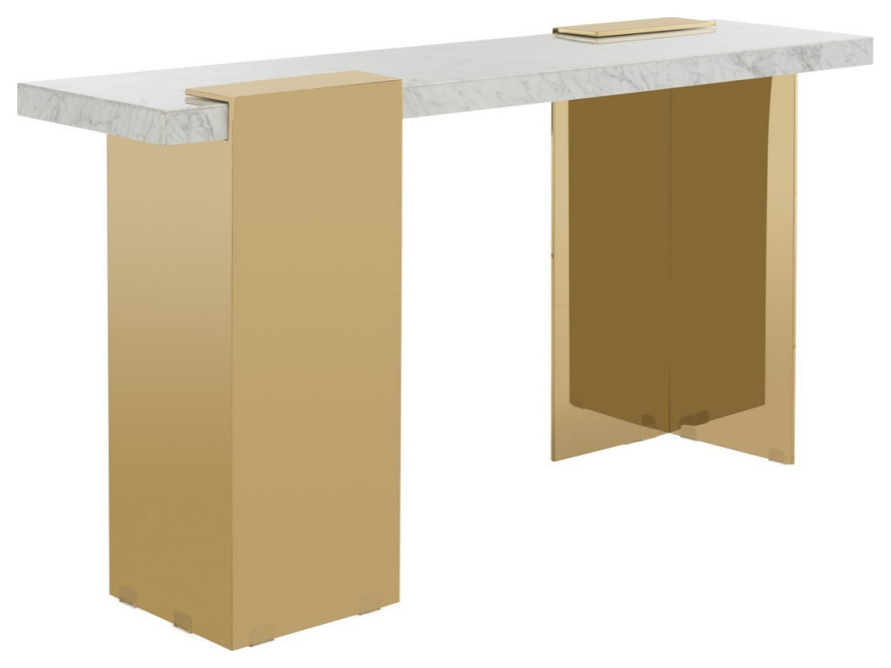 Provo Marble Console Table Marble/Brass   Modern   Console Tables   by Virgil Stanis Design  Houzz