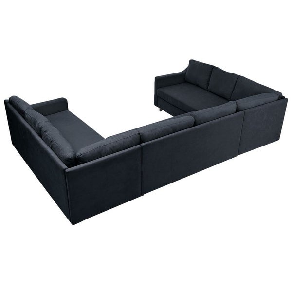 3 Pieces Upholstered U-Shaped Large Sectional Sofa