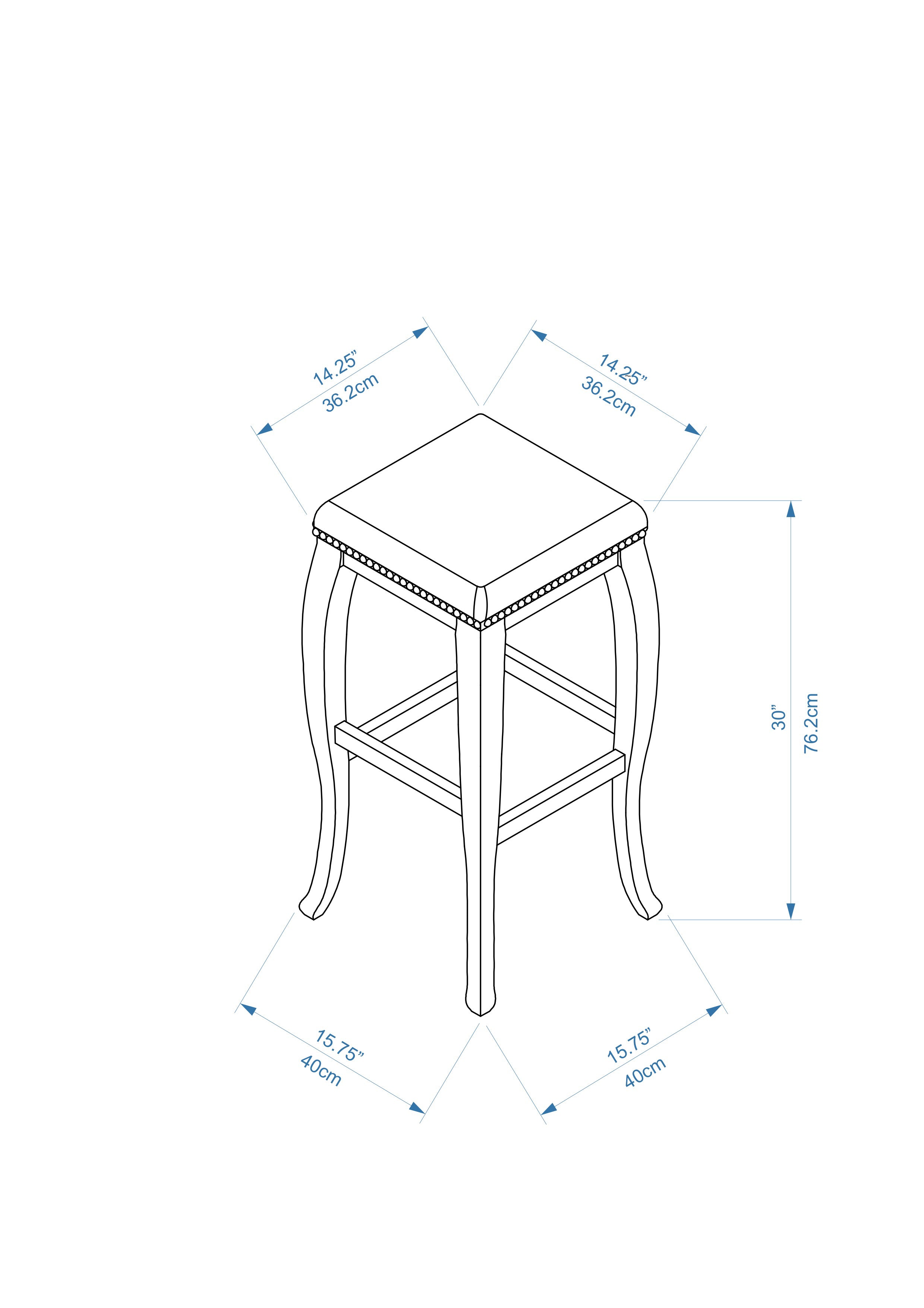 San Francisco Square Top Bar Stool - Brown