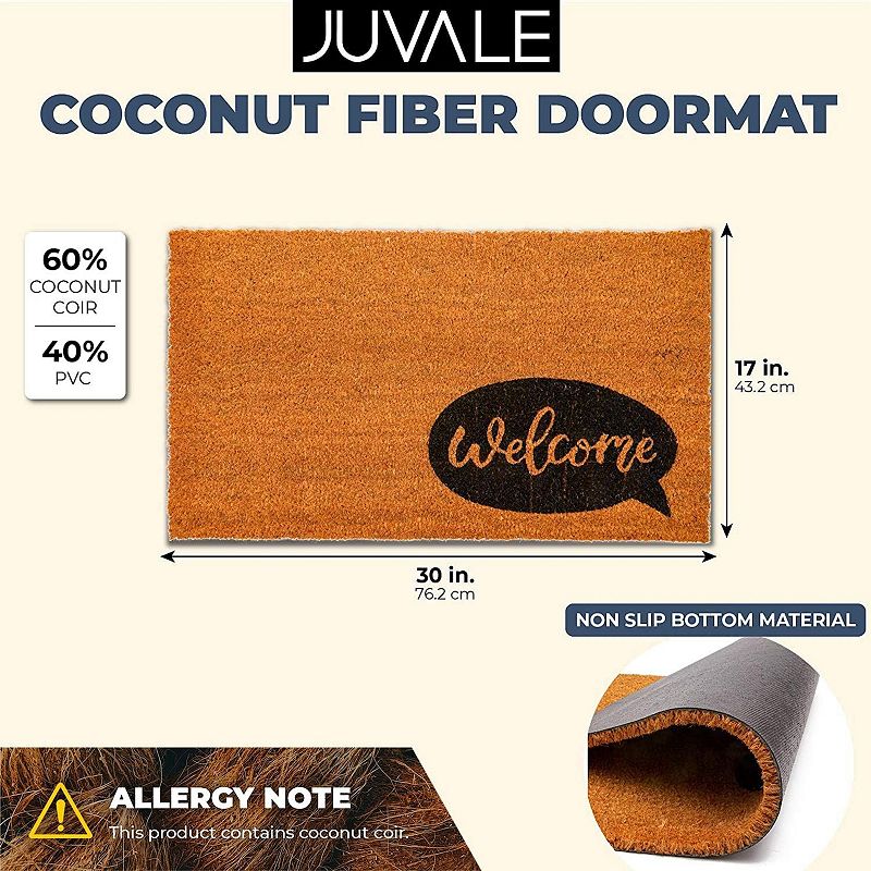 Natural Coir Welcome Doormat with Speech Bubble (17 x 30 Inches)