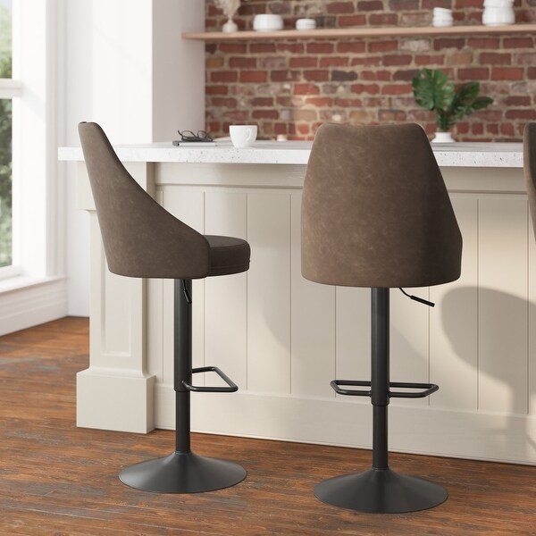 Modern Barrel Seat Adjustable Height Barstool with Steel Frame