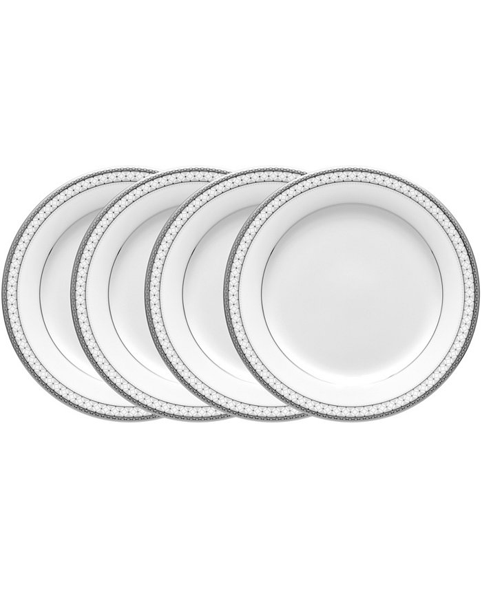 Noritake Rochester Platinum Set of 4 Bread Butter and Appetizer Plates Service For 4