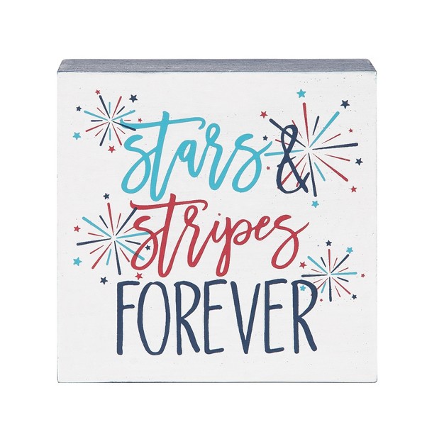 C amp f Home Star amp Stripes Forever 4th Of July Shelf Block