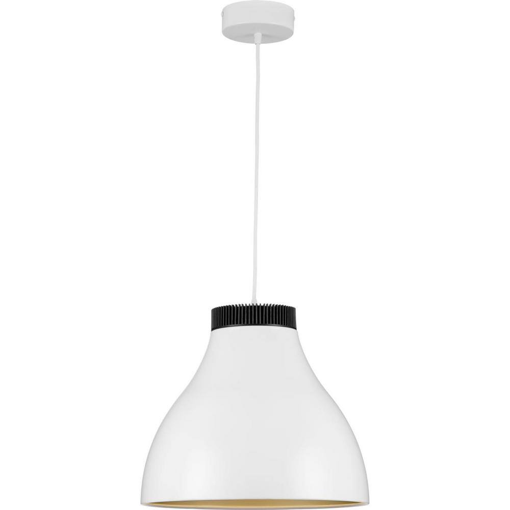 Progress Lighting Radian Integrated LED 30-Watt Integrated LED Satin White Satin Gold Modern Pendant with Shade P500373-028-30