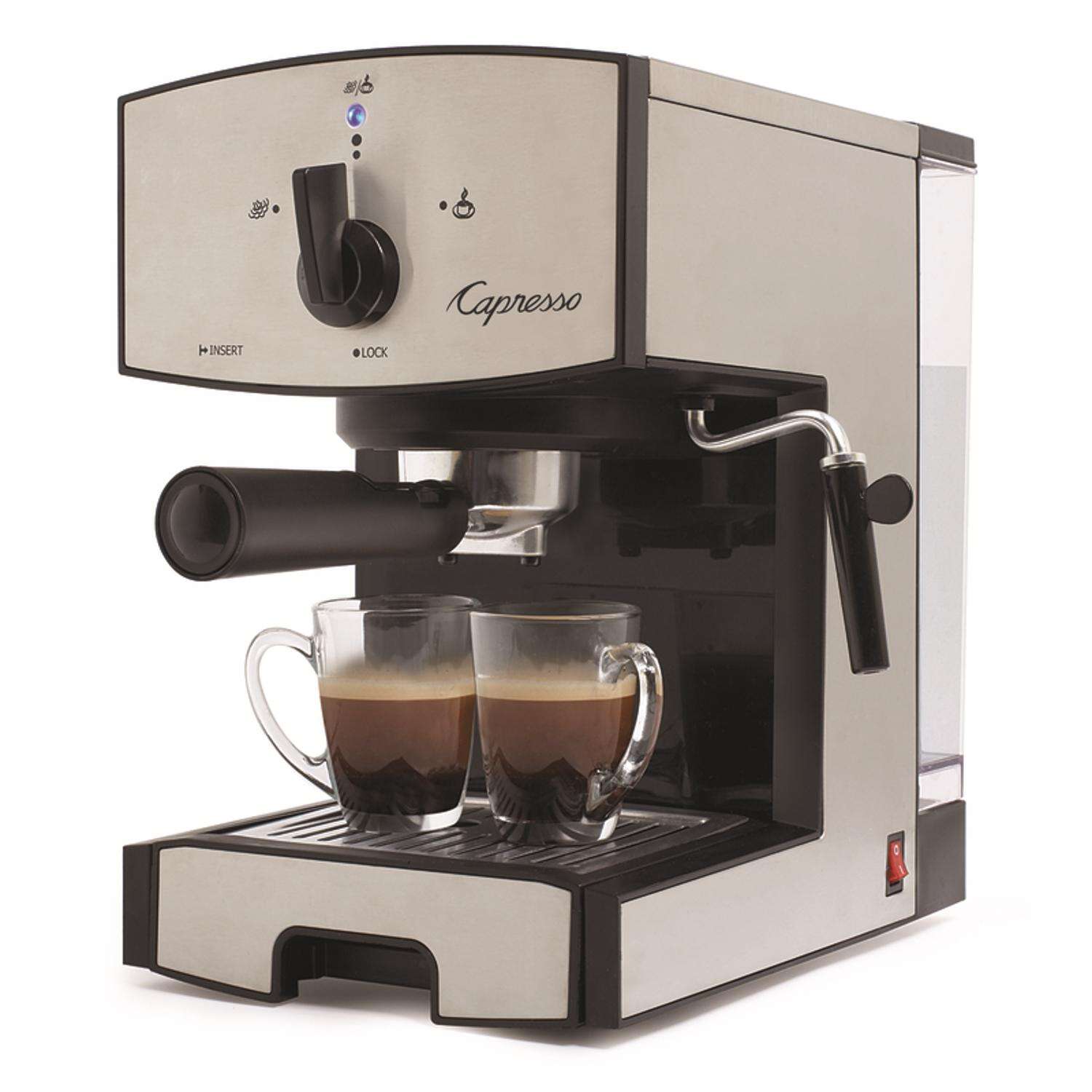 Capresso 42 oz Black/Silver Coffee and Espresso Maker