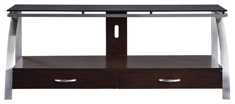 Lexicon Tioga Metal TV Stand in Espresso   Contemporary   Entertainment Centers And Tv Stands   by Homesquare  Houzz