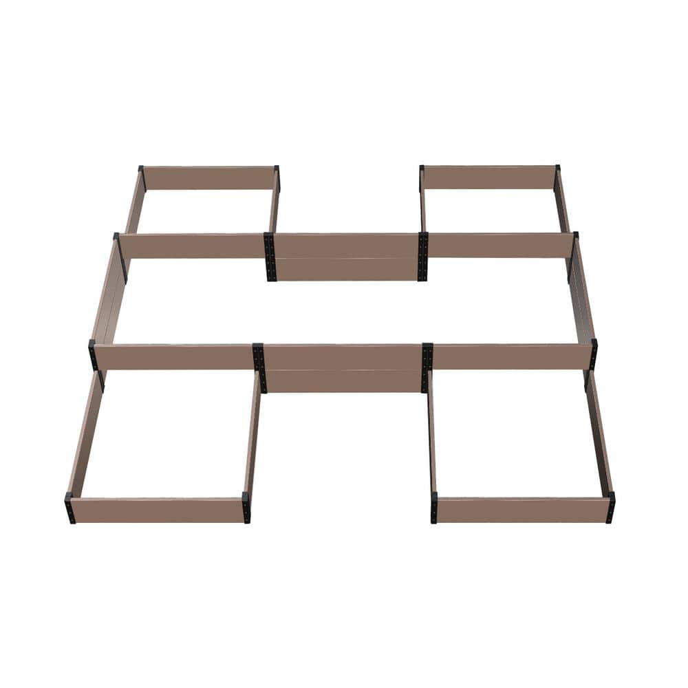 EverBloom 108 in. D x 14 in. H x 110 in. W Brown and Black Composite Board and Steel Terraced H-Shape Garden Bed K2206