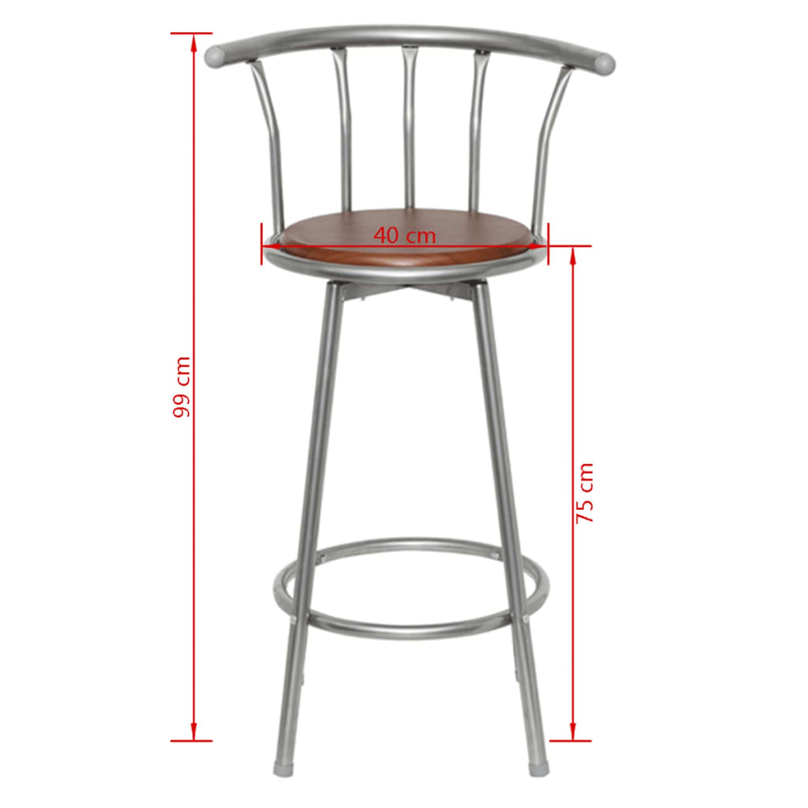 Carevas Bar Stools 2 pcs Brown Steel