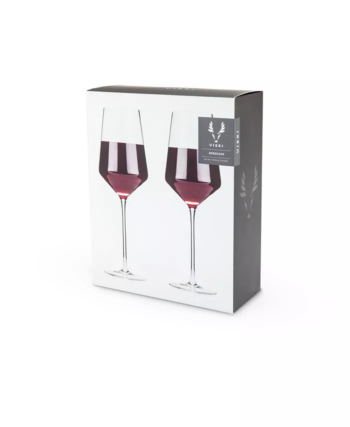 Viski Raye Angled Crystal Bordeaux Wine Glasses Set of 2 16 Oz