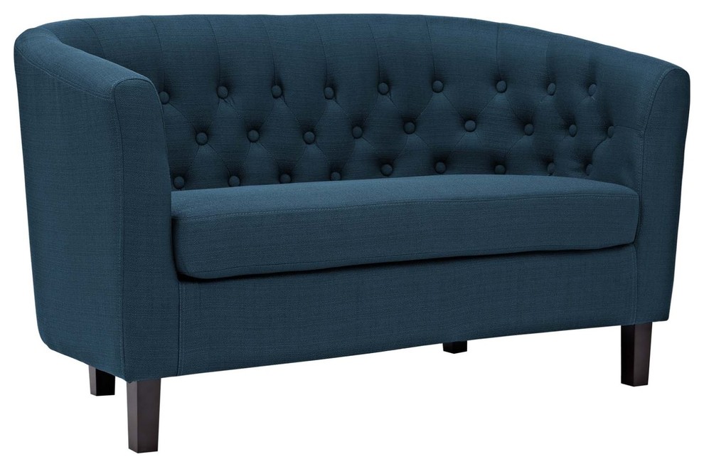 Modern Contemporary Urban Living Lounge Room Loveseat Sofa  Navy Blue  Fabric   Contemporary   Loveseats   by House Bound  Houzz