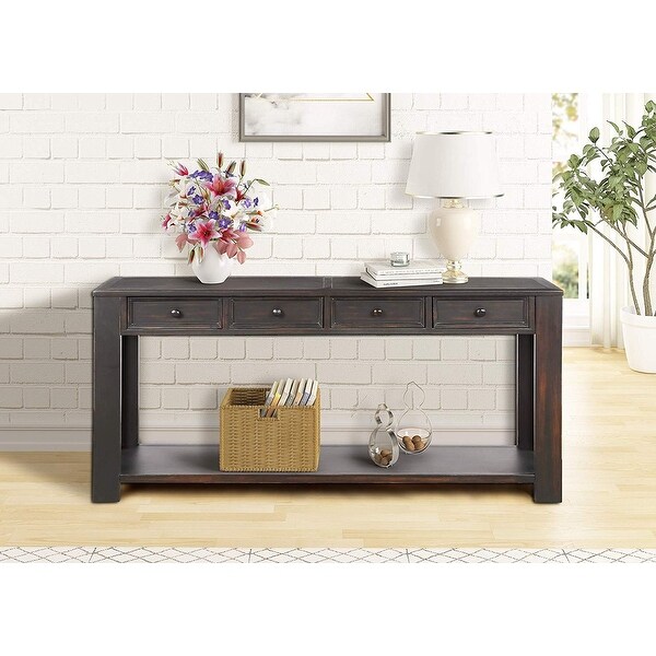 Nestfair 4-Drawer Console Table with Bottom Shelf