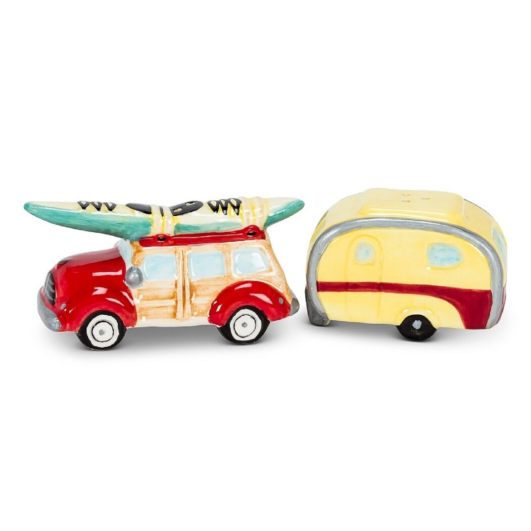 Woody Car and Camper Salt and Pepper Ceramic - Multi