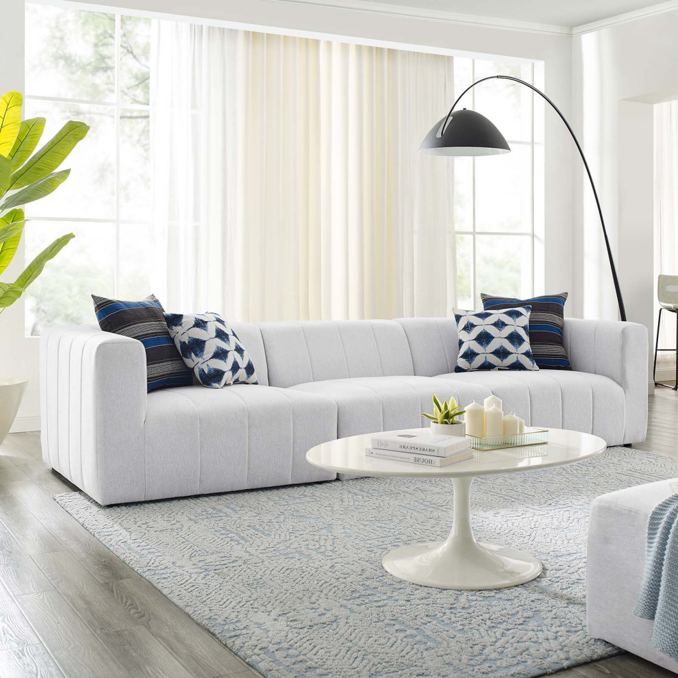 Sofa  Fabric  Ivory White  Modern  Living Lounge Room Hotel Lobby Hospitality   Transitional   Sofas   by House Bound  Houzz